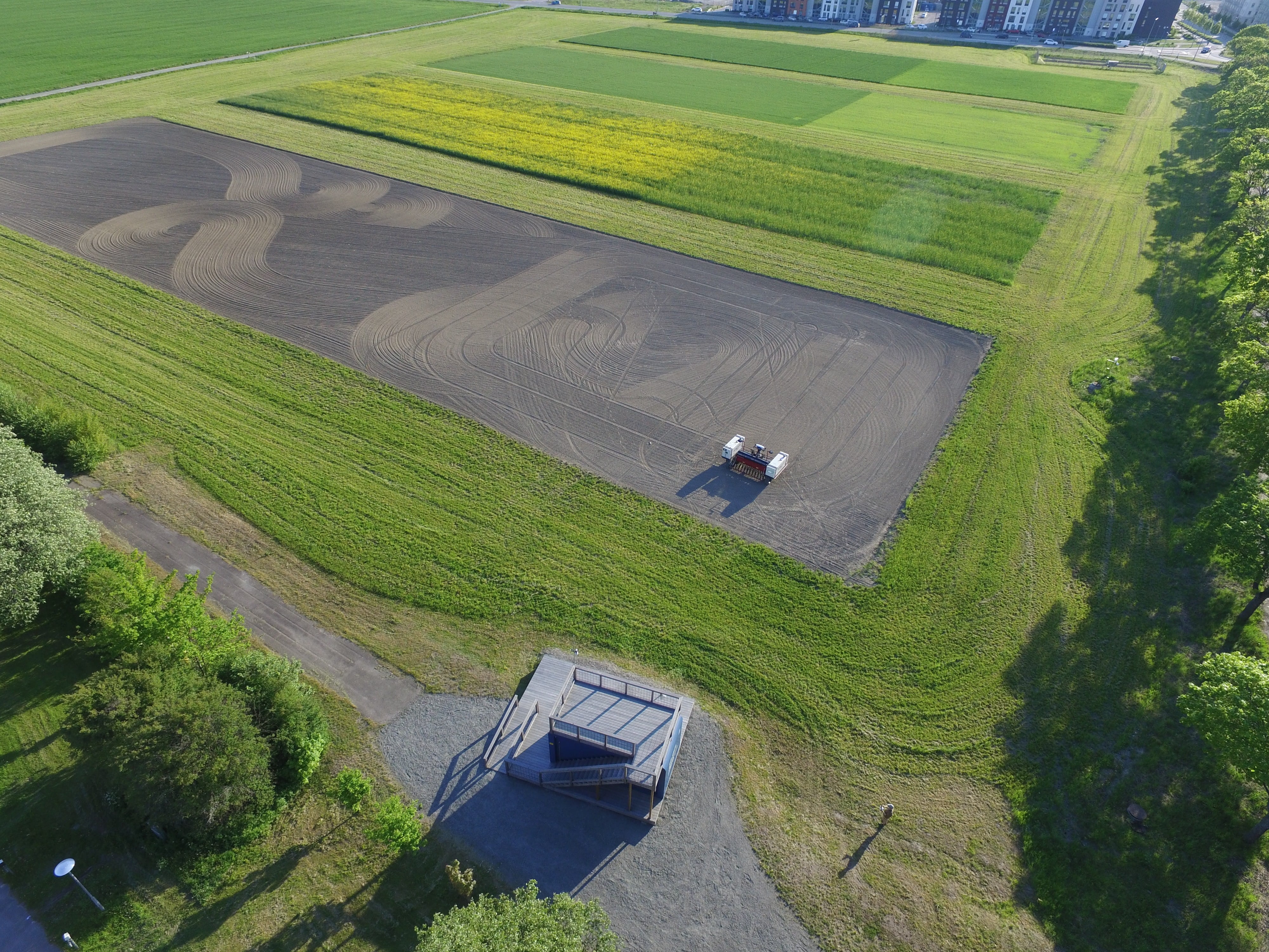 Field with machine